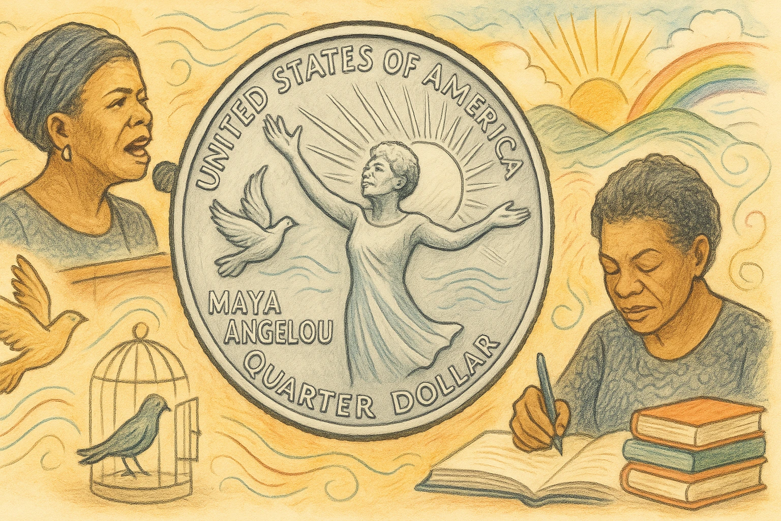 History of Maya Angelou quarter dollar.